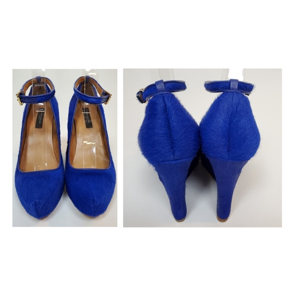 Ann Taylor fur wedge platform heels - Picture 2 of 8